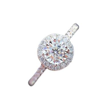 Imagem de Anéis de noivado de zircônia cúbica redonda branca banhada a ouro branco, alianças de compromisso, festas noturnas, presentes de dia dos namorados, alianças de eternidade para mulheres, 9, Cobre, Sem