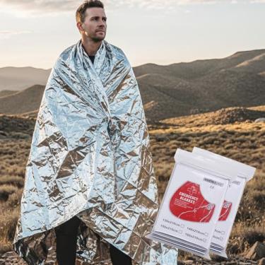 Imagem de Cobertor térmico de emergência ao ar livre — Cobertores refletivos isolantes de sobrevivência para caminhadas, acampamento, maratona, primeiros socorros