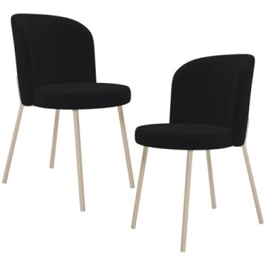 Imagem de Kit 02 Cadeiras para Sala de Jantar Cozinha Estofada Gavi Arena L02 Suede Preto - Lyam Decor