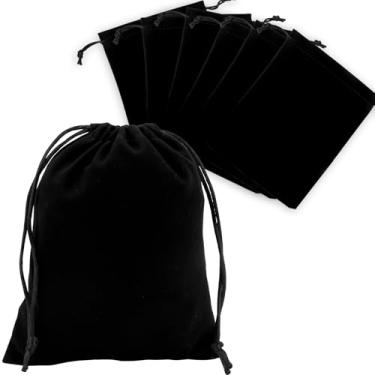 Imagem de Sacos de presente de veludo com cordão, 20 unidades de bolsas de joias de veludo preto 7 x 9 cm, sacos de joias com cordão, pequenos sacos de armazenamento de tecido de veludo, para embrulhar