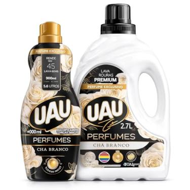 Imagem de UAU Perfumes Chá Branco Kit Lava Roupas Líquido 2,7L + Amaciante Concentrado 900ml, Perfume Exclusivo, Perfumação Duradoura