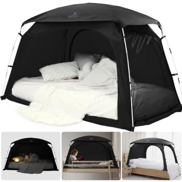 Imagem de KNOCLOC Barraca blackout de cama de solteiro para crianças com bolso para ventilador embutido para melhorar o fluxo de ar, barraca de cama sensorial certificada CPC para crianças e adultos, ótima para