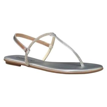 Imagem de Sandália Beira Rio Rasteira - Feminino, Prata, 37