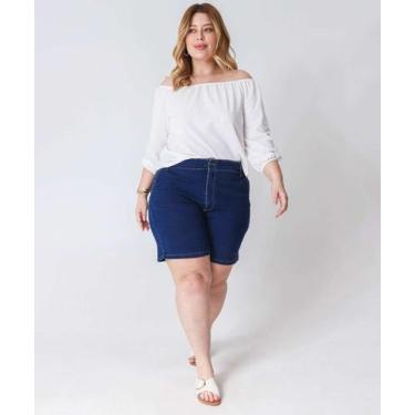 Imagem de Bermuda Plus Size Feminina Jeans Ciclista Sawary Azul-75028, 46, Jeans