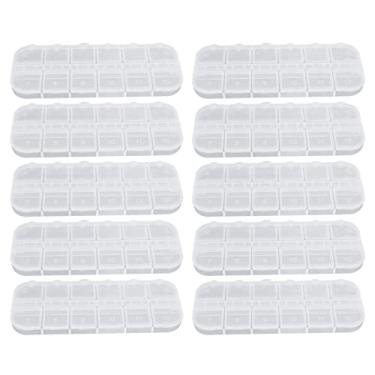 Imagem de Cuofyunl 10 pçs caixa de jóias de plástico organizador à prova de poeira à prova ddustágua dicas de unhas transparente caixa de armazenamento para decorações de unhas jóias