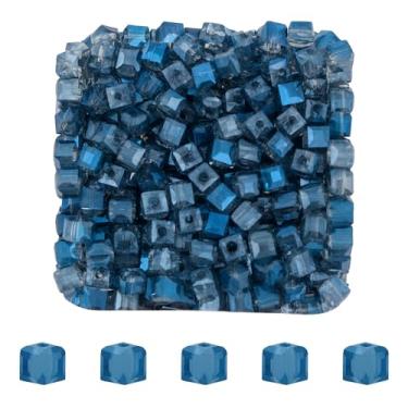Imagem de Mandala Crafts Contas de cristal de cubo azul Montana de 4 mm – 500 contas de vidro facetadas para fabricação de joias, suprimentos de contas, artesanato DIY, pulseiras, colares, brincos e contas