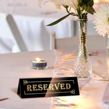 Imagem de 1 peça Tenda de mesa de reserva de hóspedes, placas de assento reservadas de dupla face à prova d'água para casamento, festa de aniversário, restaurantes, cadeira de reunião