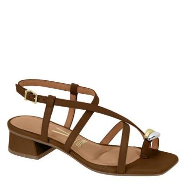 Imagem de Sandália Feminina Vizzano Salto Baixo Tiras Dedo 6454.123, Capuccino, 