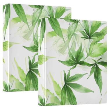Imagem de Fichário de caderno de folhas de cannabis, fichário de 3,8 cm com bolsos para papel A4, fichário prático de emergência familiar, pacote com 2