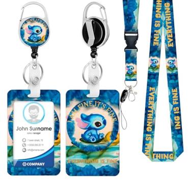 Imagem de YACUME Suporte de crachá de identificação com cordão e clipe retrátil para carretel de crachá, cordão com etiqueta de nome de cartão, protetor de identidade vertical, clipes para enfermagem, médico