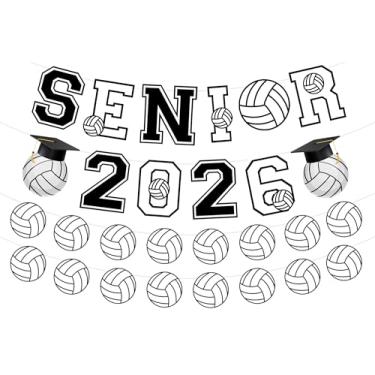 Imagem de Balterever Decorações de formatura de voleibol faixas para idosos 2025 kit de guirlanda de bandeira de vôlei branco decorações noturnas para idosos decoração de formatura esportiva para decoração de