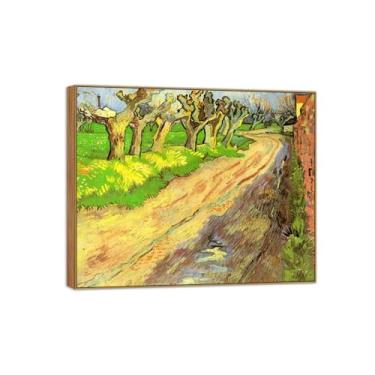 Imagem de Vincent van Gogh Famosa pintura em tela de arte de parede pronta para pendurar Salgueiros Imagem em moldura de madeira para decoração de sala de estar 90 x 108 cm 35 x 42 pol