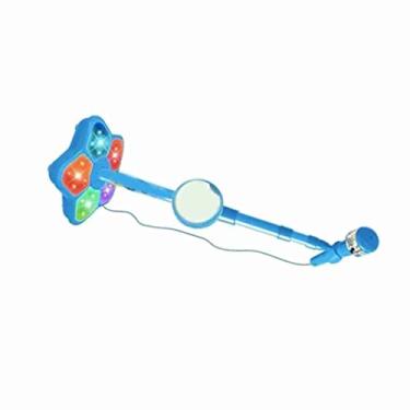 Imagem de Cryfokt Microfone Infantil Azul Leve Com Luzes Embutidas Suporte para Performance de Canto Infantil Plástico Adequado para Reuniões Familiares, Jardim de Infância, 39,4" X 8,3"