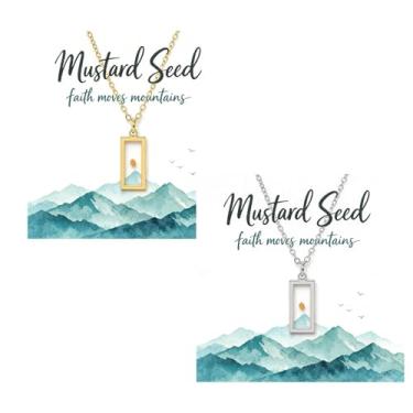 Imagem de Peraca Cris Colar de semente de mostarda combinando Fé Cristã Ouro Prata Pingente Minimalista Joias Diárias Presentes Dia dos Namorados Aniversário, Large, Aço inoxidável, Sem Pedra Preciosa