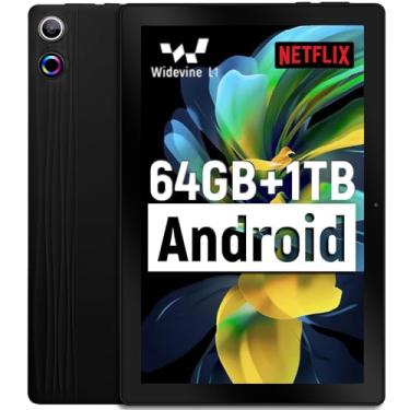 Imagem de Tablet 10 polegadas Android 14, Octa-Core, 10GB RAM 64GB ROM 1TB expansível, Widevine L1, 1280 x 800 IPS Touchscreen, BT 5.4, câmera dupla com flash (preto)