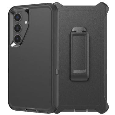 Imagem de Capa da série Defender para Samsung Galaxy S24/S25, robusta e durável, camada segura à prova de choque de grau militar, com proteção de porta, inclui clipe de suporte para coldre para S24/S25 15.7 cm