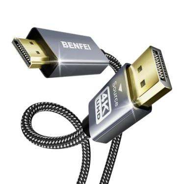 Imagem de Cabo DisplayPort Para HDMI 4K 3 m, Revestimento Em Nylon Trançado, Conector Em Alumínio, Unidirecional DP Para HDMI, Compatível Com PC, Notebook, Monitor, TV E Projetor – 000273grey