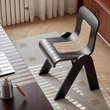 Imagem de AkosOL Cadeiras de jantar retrô de madeira, cadeira lateral Modn w Back, cadeira de leitura de estudo, cadeira de mesa para casa ll Places, pernas de madeira maciça resistente, Nero