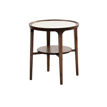 Imagem de UWEREBFM Mesa de centro criativa moderna mesa lateral de 2 camadas redonda pequena mesa de centro adequada para quarto, sala de estar, cabeceira, mesa lateral de escritório