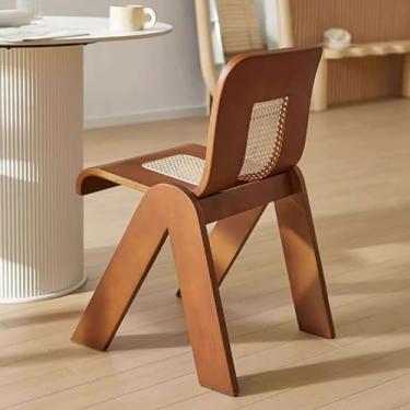 Imagem de AkosOL Cadeiras de jantar retrô de madeira, cadeira lateral modn com encosto, cadeira de leitura de estudo, cadeira de mesa de cozinha para casa, pernas de madeira maciça, cerejeira