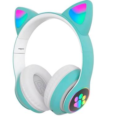 Imagem de Fone Headset Bluetooth Colorido Led Sem Fio Gatinho