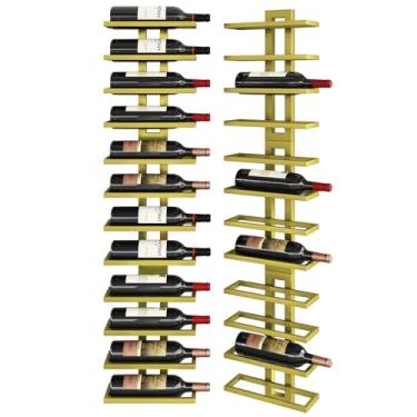 Imagem de IBUYKE Rack de vinho montado na parede com 12 garrafas, suporte de garrafa de vinho de metal para garrafas de vinho, licor, champanhe, rack de vinho de parede DIY para armazenamento e exibição de bar