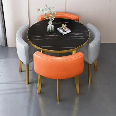 Imagem de Conjunto de mesa de jantar redonda e cadeira, mesa de recepção, combinação de mesa de negociação de escritório e cadeira com 1 mesa e 4 cadeiras para sala de estar e cozinha, etc.