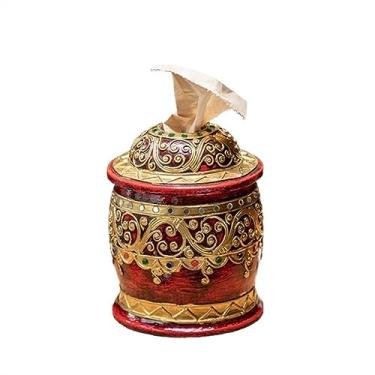 Imagem de VHDY85KA Porta-lenços de papel de mesa de madeira maciça, tubo de papel decorativo criativo, caixa de papel circular para sala de estar doméstica gaveta de papel
