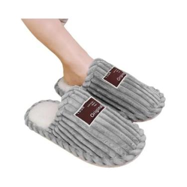 Imagem de Pantufas De Inverno Em Corduroy Para Casal, Antiderrapantes, Leves E C