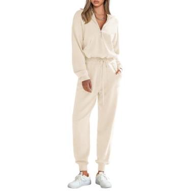 Imagem de Conjunto de Moletom Feminino PRETTYGARDEN 2 Peças Bege Médio