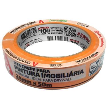 Imagem de Fita Crepe Laranja 50m 24mm Para Pintura Imobiliária - 00400100251 - Adere