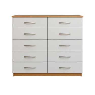 Imagem de Cômoda Marbela - 10 Gavetas Com Puxadores Cromados Demolição / Branco - Evidência Móveis Demolição / Branco