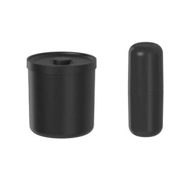 Imagem de Kit Lixeira Bold 6L Preto + Porta Escova - Ou
