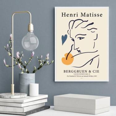 Imagem de Quadro Matisse Mulher - Mostarda E Azul 24X18Cm - Com Vidro