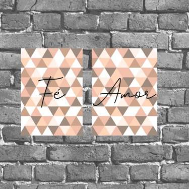 Imagem de Kit 2 Placas Decorativas Fé Amor 18X27Cm