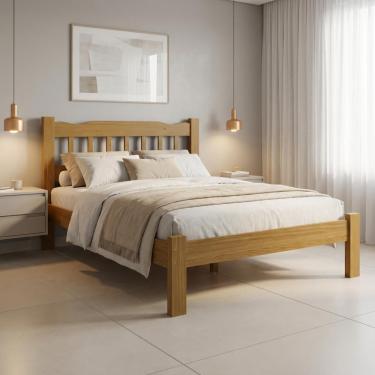 Imagem de Cama Casal Em Madeira Maciça Pérola Resistente Nogueira