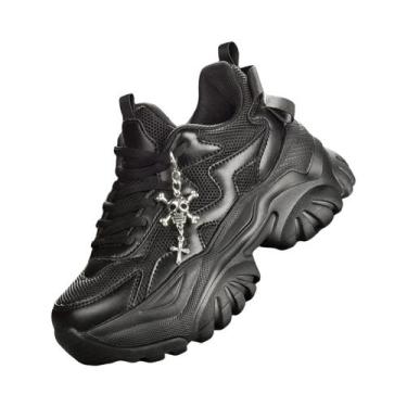 Imagem de Tênis Plataforma Pretos De Salto Alto Femininos Casuais Estilo Punk Fa