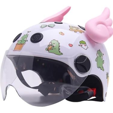 Imagem de Capacete de motocicleta infantil de 5 a 10 anos, meninos, meninas, rosto aberto, capacete de bicicleta, bonito, rosto aberto, meio capacete, novidade, scooter, cruiser, ciclomotor, pequeno,