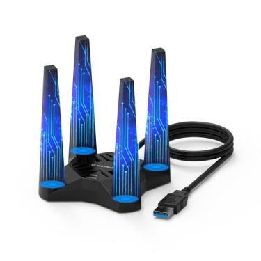 Imagem de WAVLINK AX1800 Adaptador USB WiFi para PC de mesa, banda dupla 5GHz/2,4GHz, MU-MIMO, Beamforming, segurança WPA3, antenas 4x3dBi, compatível com Windows 11/10