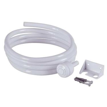 Imagem de Conjunto Mangueira e Chuveirinho Branco com Suporte e Kit de Fixação Astra para Banheiro