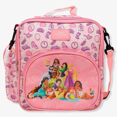 Imagem de Mochila Lancheira Disney Princesas em Poliéster 30x33x10 Estampa Infantil com Compartim...