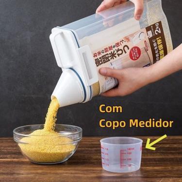Imagem de Pote Hermético 2L com Medidor Organizador de Alimentos em Plástico PP com Bico Dosador para Cozinha Kit 3 Unidades OEM