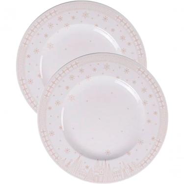 Imagem de Kit Conjunto de Pratos Rasos Natal Noel 10 Peças Porcelana Estilo Natalino para Jantar...