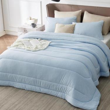 Imagem de Conjunto de edredom Bedsure Queen Size ICY Blue Reversível de 3 peças