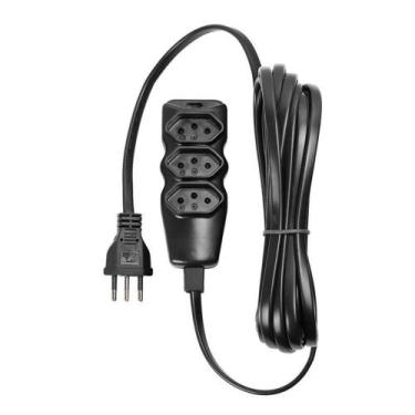 Imagem de Extensão Elétrica 3 Tomadas Pp Plano 3x0 75 5m Preta 10A 250V Cabo Pp 