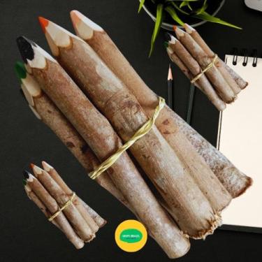 Imagem de Lápis de Cor Artesanal Decorativo Funcional Madeira (3 Conjuntos com 1