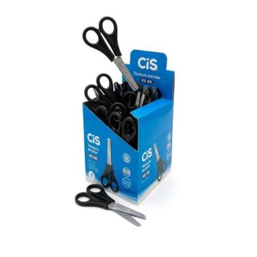 Imagem de Kit 20 Tesouras com Régua 13cm Aço Inox Ponta Arredondada - Preta - CI