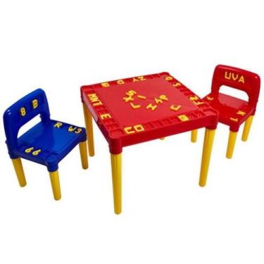 Imagem de Mesa infantil com 2 cadeiras educativa para criancas tritec, Vermelho