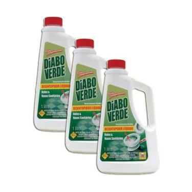 Imagem de Desentupidor Líquido Diabo Verde 1L Kit 3 - Nobel do Brasil, Desentupi