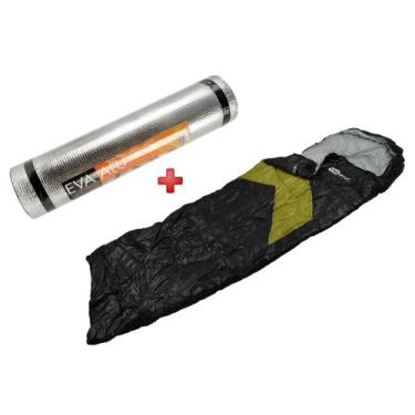 Imagem de Saco de Dormir Nautika Viper Preto e Verde + Isolante Térmico Nautika